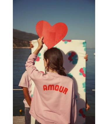 SWEATSHIRT LILAC RED HEART PIUPIUCHICK